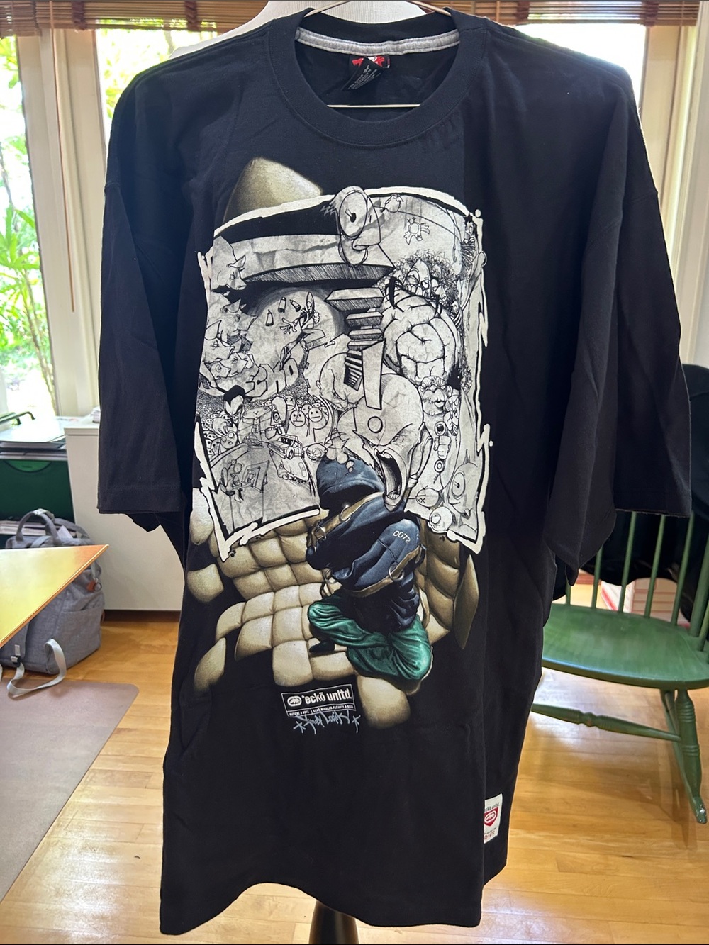 Ecko Unlimited Black Tee with Red Logo Patch
